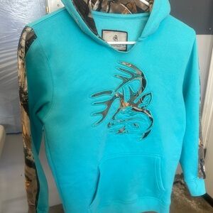 Legendary Whitetails Turquoise Hoodie with Camo Trim